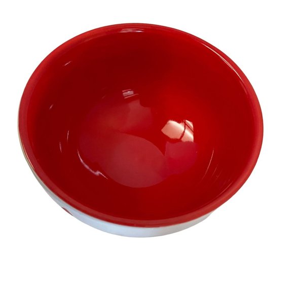ICE CREAM Bowl Dessert Cup Sundae Red and White Ceramic 4 1/2" x 3" - Picture 6 of 9
